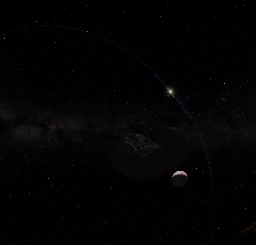 Simulated picture of Jupiter, including the comet 67P.
