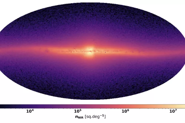 All-sky projection in Galactic coordinates of the star counts per square degree for GaiaNIR