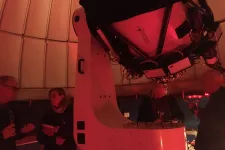 Telescope at night. Photo.