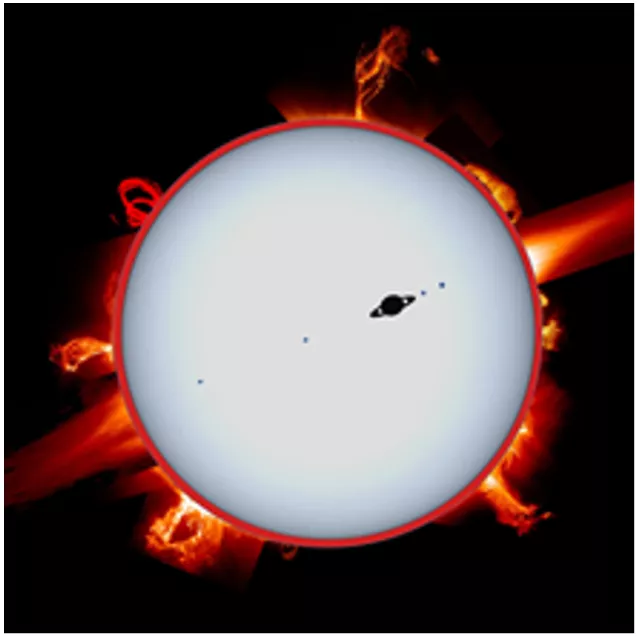 Simulated image of an exoplanet transiting a star