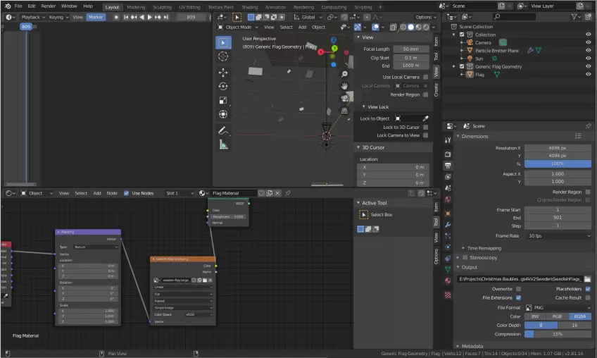 Screenshot of Blender program.